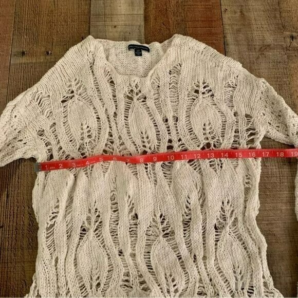 American eagle womens white open weave knit crewneck pullover sweater -s - Picture 2 of 8
